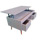 MESA DE CENTRO MODELO KARLA 19 COLOR GRIS CON DOS CAJONES