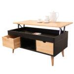 MESA DE CENTRO MODELO KARLA 21 COLOR NEGRO Y MADERA CON DOS CAJONES
