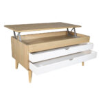 MESA DE CENTRO MODELO LUZIA 12 ROBLE IKA Y BLANCO DOS CAJONES DESLIZANTES